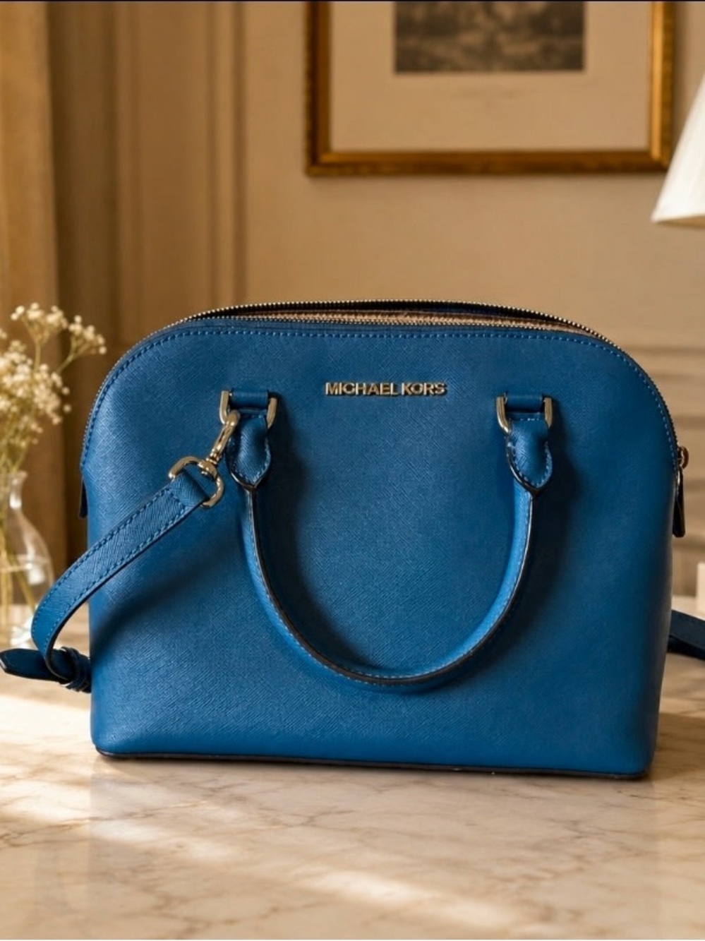 Michael Kors Teal-Blue Dome Satchel